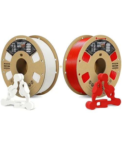 Overture OVERTURE 2kg PETG Filament, 2000g, Pack of 2, White + Red