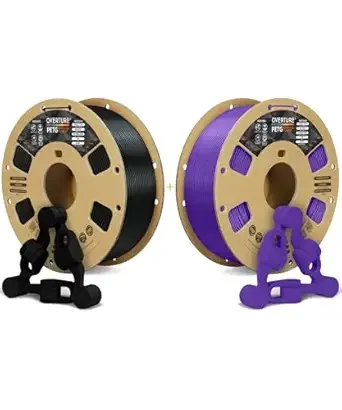 Overture OVERTURE 3D Printer Filament 2kg, PETG Filament Fit Most FDM 3D Printers, 1kg per Spool, Pack of 2, PETG Black+PETG Purple