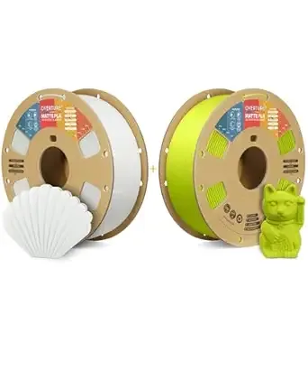 Overture OVERTURE 3D Printer Filament 2kg, Matte PLA Filament Fit Most FDM 3D Printers, 1kg per Spool, Pack of 2, Matte PLA Matte White+Matte PLA Matte Grass Green