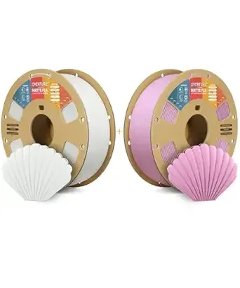 Overture OVERTURE 3D Printer Filament 2kg, Matte PLA Filament Fit Most FDM 3D Printers, 1kg per Spool, Pack of 2, Matte PLA Matte White+Matte PLA Matte Pink
