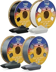 Overture OVERTURE PETG Filament Bundle 4kg, High Speed 3D Printer Filament, Neatly Wound & Clog-Free, 4 Pack 1kg(2.2lbs), Accuracy +/-, Fit Most FDM Printers (4 Color)