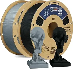 Overture OVERTURE 2KG Bundle PLA Plus (PLA+) Filament, Stronger & More Durable, Professional Toughness 3D Printer Filament 1kg (2.2lbs) 2 Pack, High Precision +/-(Black & Light Gray)
