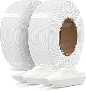 Overture OVERTURE 2KG Bundle Refill PETG 3D Printer Filament, 2 Pack 1kg(2.2lbs), Refilament for Bambu Lab Reusable Spool, Accuracy +/-, Fit Most FDM 3D Printers(White*2)