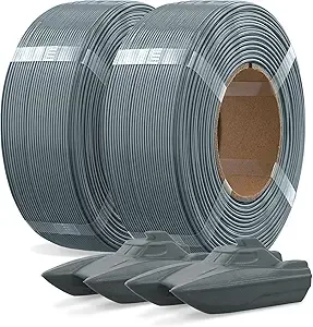 Overture OVERTURE 2KG Bundle Refill PETG 3D Printer Filament, 2 Pack 1kg(2.2lbs), Refilament for Bambu Lab Reusable Spool, Accuracy +/-, Fit Most FDM 3D Printers(Space Gray*2)