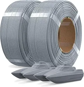Overture OVERTURE 2KG Bundle Refill PETG 3D Printer Filament, 2 Pack 1kg(2.2lbs), Refilament for Bambu Lab Reusable Spool, Accuracy +/-, Fit Most FDM 3D Printers(Light Gray*2)