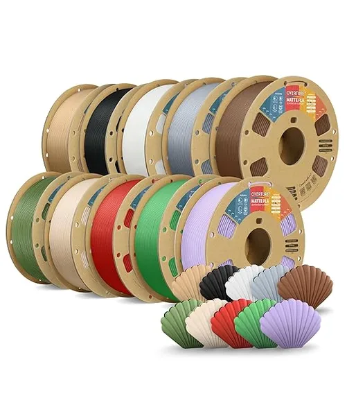 Overture OVERTURE 10KG Bundle Matte PLA, Low Warp & Matte Surface 3D Printer Filament