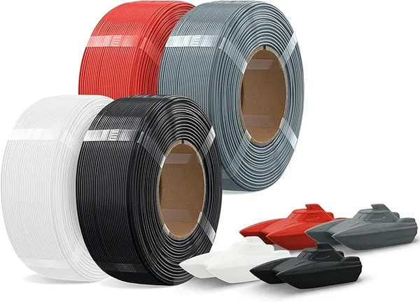Overture OVERTURE 4KG Bundle Refill PETG 3D Printer Filament, 4 Pack 1kg(2.2lbs), Refilament for Bambu Lab Reusable Spool, Accuracy +/-(Black+White+Red+Space Gray)
