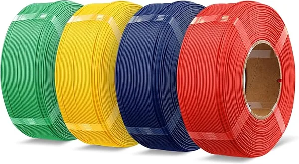 Overture OVERTURE 4KG Bundle High Speed Refill PLA+ 3D Printer Filament, Upgraded Rapid PLA 2.0 with Enhanced Toughness & Stability, 4 Pack 1kg (2.2lb) Refilament for Bambu Lab (Red+Blue+Yellow+Green)