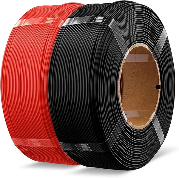 Overture OVERTURE 2KG Bundle High Speed Refill PLA+ 3D Printer Filament, Upgraded Rapid PLA 2.0 with Enhanced Toughness & Stability, 2 Pack 1kg (2.2lb) Refilament for Bambu Lab (Black+Red)