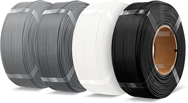 Overture OVERTURE 4KG Bundle High Speed Refill PLA+ 3D Printer Filament, Upgraded Rapid Enhanced Toughness & Stability, 4 Pack 1kg (2.2lb) Refilament for Bambu Lab (Black+White+Space Gray+Light Gray)