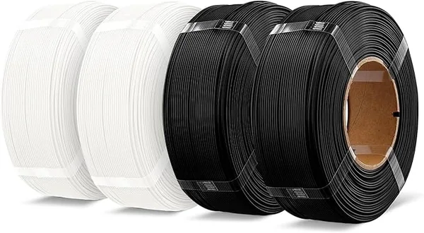Overture OVERTURE 4KG Bundle High Speed Refill PLA+ 3D Printer Filament, Upgraded Rapid PLA 2.0 with Enhanced Toughness & Stability, 4 Pack 1kg (2.2lb) Refilament for Bambu Lab (Black*2 + White*2)