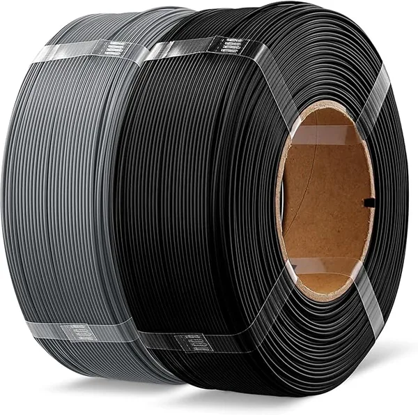 Overture OVERTURE 2KG Bundle High Speed Refill PLA+ 3D Printer Filament, Upgraded Rapid PLA 2.0 with Enhanced Toughness & Stability, 2 Pack 1kg (2.2lb) Refilament for Bambu Lab (Black+Space Gray)