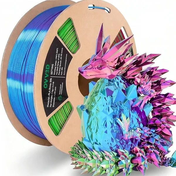 OVV3D OVV3D 3D Printer Filament, Tricolor PLA Filament Silk Rainbow Filament Blue Red Green, 3D Printing Accessories PLA Filament Multicolorfor Most FDM 3D Printers, 2.2lbs