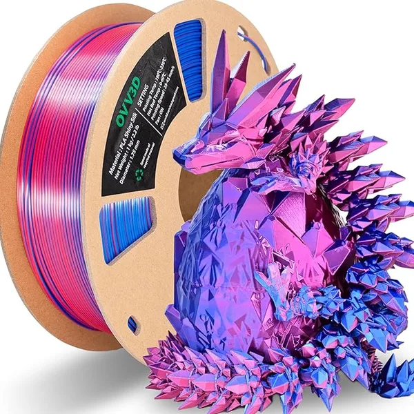 OVV3D OVV3D PLA Filament, Silk PLA Dual Color 3D Printer Filament, Blue Red Coextrusion Filament, Color Change Every Inch Filament 3D Printing Materials +/-, 1kg/2.2lb