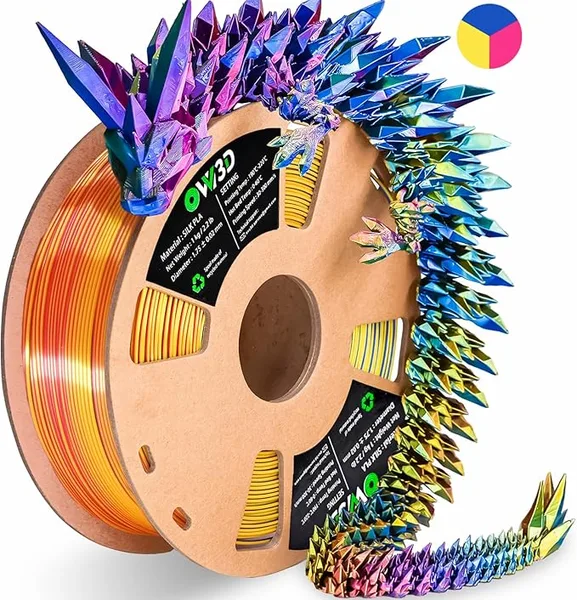 OVV3D OVV3D Silk PLA Filament+ /-, Tri-Color 3D Printer Filament High Speed Printing PLA+ Pro, Better Strength 3D Filament, Red Yellow Blue 1kg / 2.2lbs