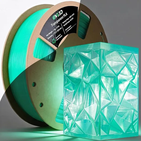 OVV3D OVV3D 3D Printer Filament Transparent PLA Filament, Clear Green Printing, +/-, Fits Most FDM 3D Printers, Translucent 3D Filament 1kg Spool