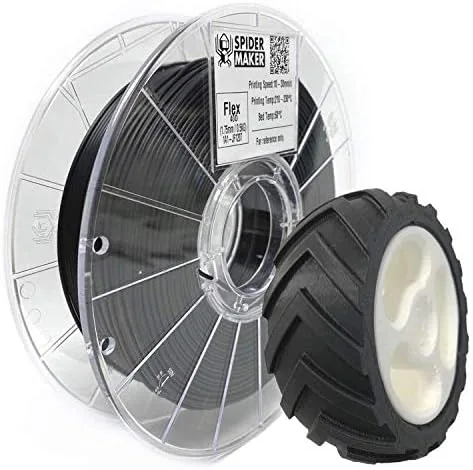 Phrozen SpiderMaker SpiderFlex Matte Finish Flexible TPE (Matte TPU) 3D Printing Filament - Shore 75A, 500g (Coal Black)