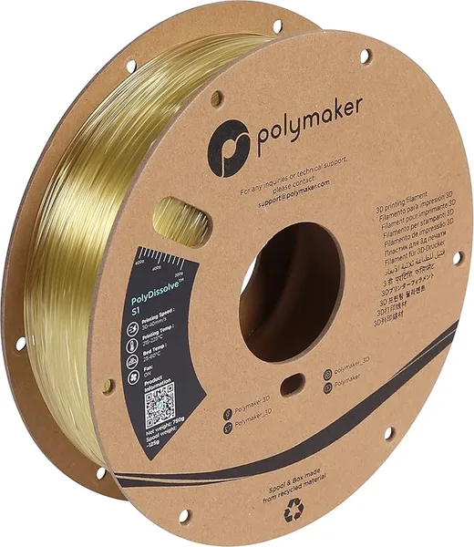 Polymaker Polymaker PolyDissolve S1 PVA Filament, 750g, Water Soluble Support for PLA/TPU/PVB/Nylon 3D Printer Filament