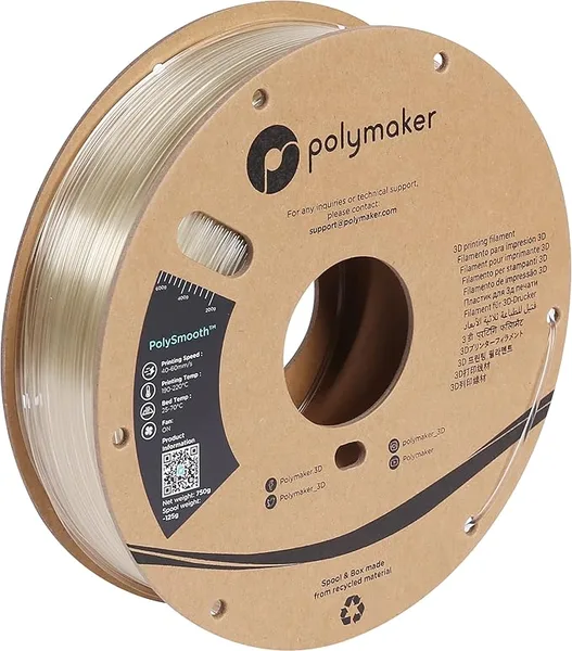 Polymaker Polymaker PolySmooth PVB Filament 0.75kg Transparent - Print Like PLA Filament, Easy Smoothable Post Process with IPA Alcohol