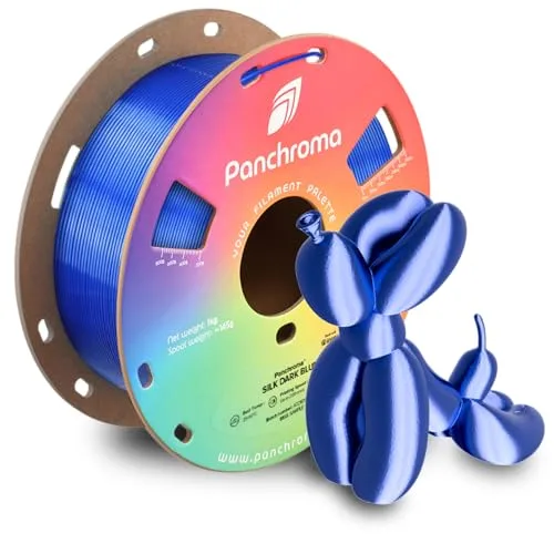 Polymaker Polymaker Panchroma Silk PLA Filament 1kg, Shiny Dark Blue, New and Improved Formula, Better Strength, Printing Speed and Clog-Free. Works in Most FDM and Multicolor 3D Printers.