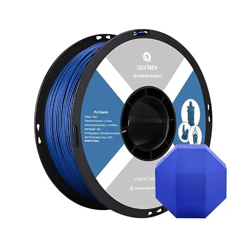 QIDI R QIDI TECHNOLOGY PLA Filament, 3D Printer Filament PLA Rapido, Suitable for High Speed Printing, 3D Printing Filament Fit Most FDM 3D Printers, 1 KG Spool (2.2lbs), Blue