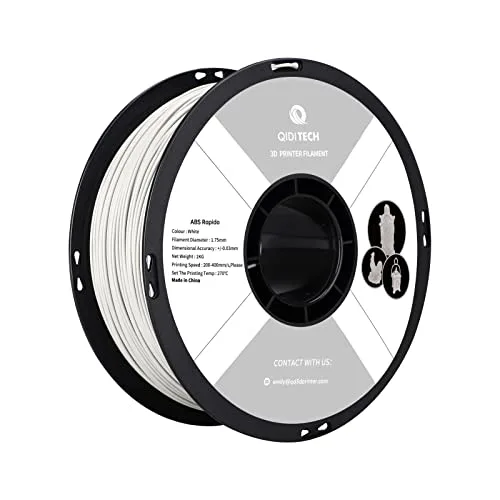 QIDI R QIDI TECHNOLOGY ABS Filament, 3D Printer Filament ABS Rapido 1kg Spool (2.2lbs), Suitable for Hyper Speed Printing, 3D Printing Filament Fit Most FDM 3D Printers, Highly Resistant, White