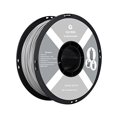 QIDI R QIDI TECHNOLOGY ABS Filament, 3D Printer Filament ABS Rapido 1kg Spool (2.2lbs), Suitable for Hyper Speed Printing, 3D Printing Filament Fit Most FDM 3D Printers, Highly Resistant, Grey