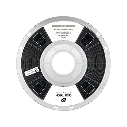 QIDI R QIDI TECHNOLOGY Carbon Fiber PET Filament 1.75 1KG Spool, PET CF 3D Printer Filament for Most FDM 3D Printers, High Strength, Low Creep, Low Moisture Sensitivity, Black