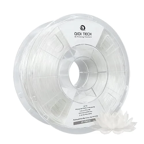 QIDI R QIDI TECHNOLOGY TPU 95A High Flow Filament，TPU95A-HF Flexible 3D Printer Filament Fit Most FDM 3D Printers，High Resilience，Suitable for High Speed Printing, 1kg Spool，Transparent