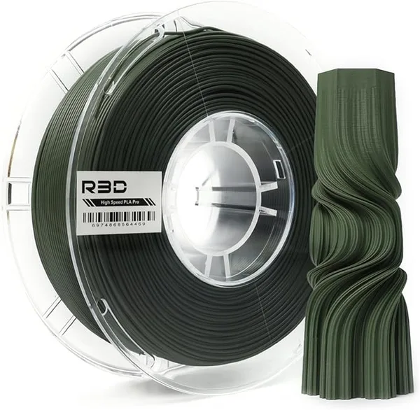 R3D R3D High Speed PLA Pro Filament 1KG, 3D Printer Filament for 30-/s High-Speed Printing, Dimensional Accuracy +/-, Plastic Spool, Compatible with AMS (Matte Olive Green)