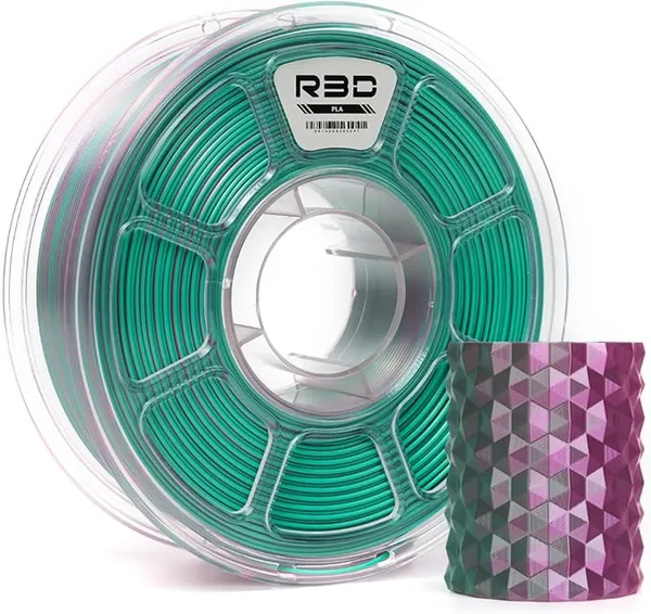 R3D R3D Dual Color Silk PLA Filament, Co-Extrusion 3D Printer Filament, 30-/s High Speed PLA, Dimensional Accuracy +/-, 1KG Plastic Spool (Silk Rose Red-Jade)