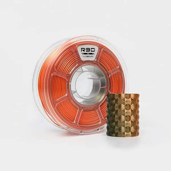 R3D R3D Dual Color Silk PLA Filament, Co-Extrusion 3D Printer Filament, 30-/s High Speed PLA, Dimensional Accuracy +/-, 1KG Plastic Spool (Silk Bronze-Orange)