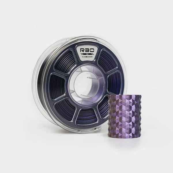 R3D R3D Tri Color Silk PLA Filament, Co-Extrusion 3D Printer Filament, 30-/s High Speed PLA, Dimensional Accuracy +/-, 1KG Plastic Spool (Silk Purple-Gold-Black)