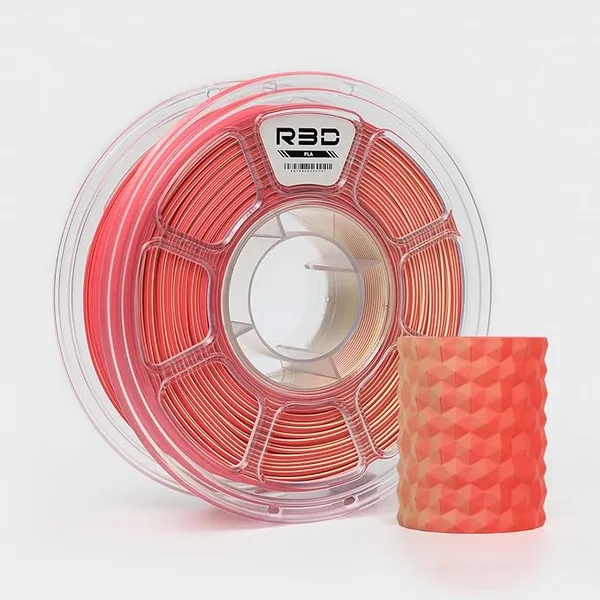R3D R3D Dual Color Silk PLA Filament, Co-Extrusion 3D Printer Filament, 30-/s High Speed PLA, Dimensional Accuracy +/-, 1KG Plastic Spool (Matte Red-Yellow)
