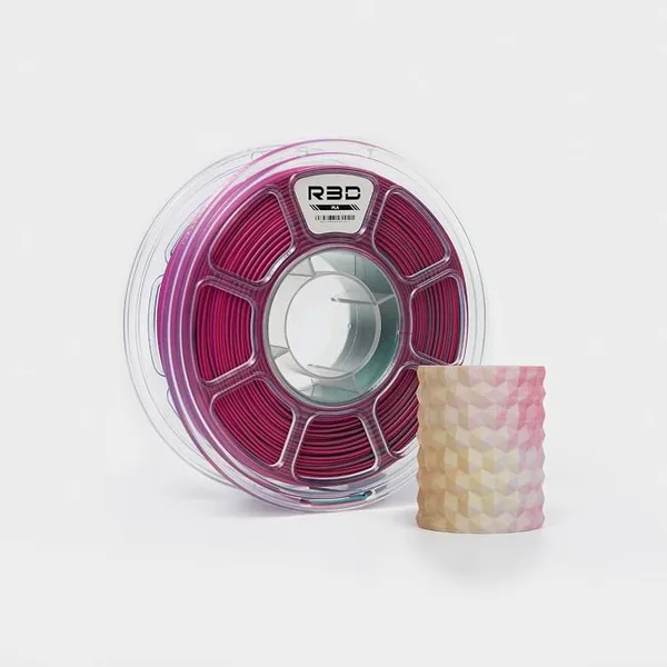 R3D R3D Tri Color Silk PLA Filament, Co-Extrusion 3D Printer Filament, 30-/s High Speed PLA, Dimensional Accuracy +/-, 1KG Plastic Spool (Matte Blue-Green-Red)