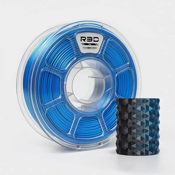 R3D R3D Dual Color Silk PLA Filament, Co-Extrusion 3D Printer Filament, 30-/s High Speed PLA, Dimensional Accuracy +/-, 1KG Plastic Spool (Silk Black-Blue)