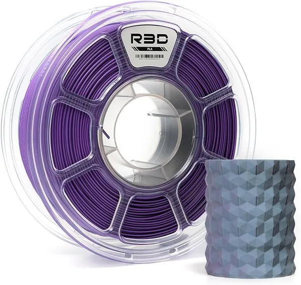 R3D R3D Tri Color Silk PLA Filament, Co-Extrusion 3D Printer Filament, 30-/s High Speed PLA, Dimensional Accuracy +/-, 1KG Plastic Spool (Matte Blue-Purple-Black)