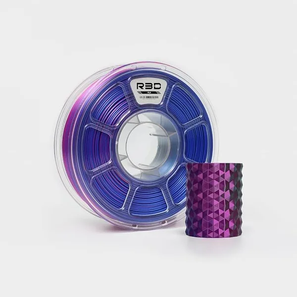 R3D R3D Tri Color Silk PLA Filament, Co-Extrusion 3D Printer Filament, 30-/s High Speed PLA, Dimensional Accuracy +/-, 1KG Plastic Spool (Silk Rose-Red-Green-Blue)