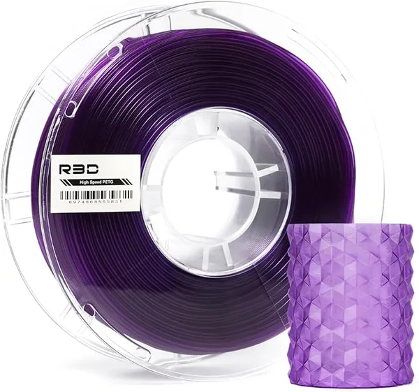 R3D R3D High Speed PETG PRO Filament 1KG, 3D Printer Filament for 30-/s High-Speed Printing, Dimensional Accuracy +/-, Plastic Spool, Compatible with AMS (Transparent Purple)