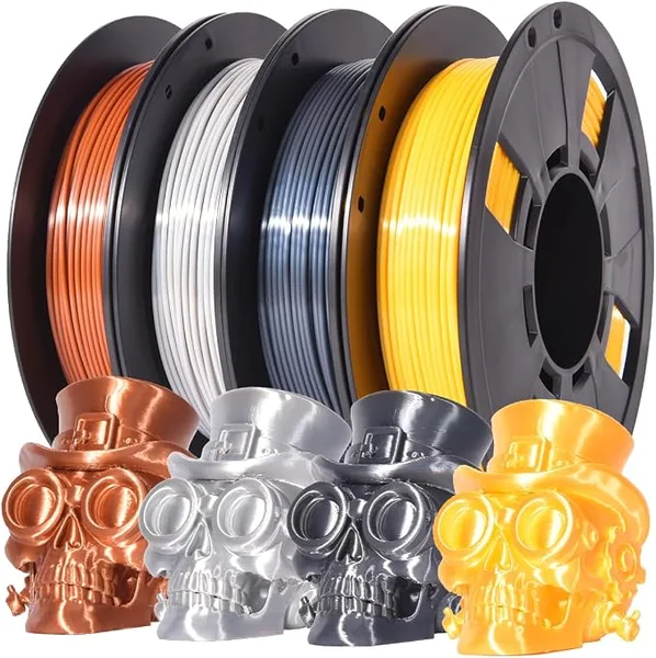 Rambery RAMBERY Silk PLA Filament, Silver/Gold/Copper/Grey, 200g x 4 | Shiny Metallic, Dimensional Accuracy +/-, 3D Printer Filament
