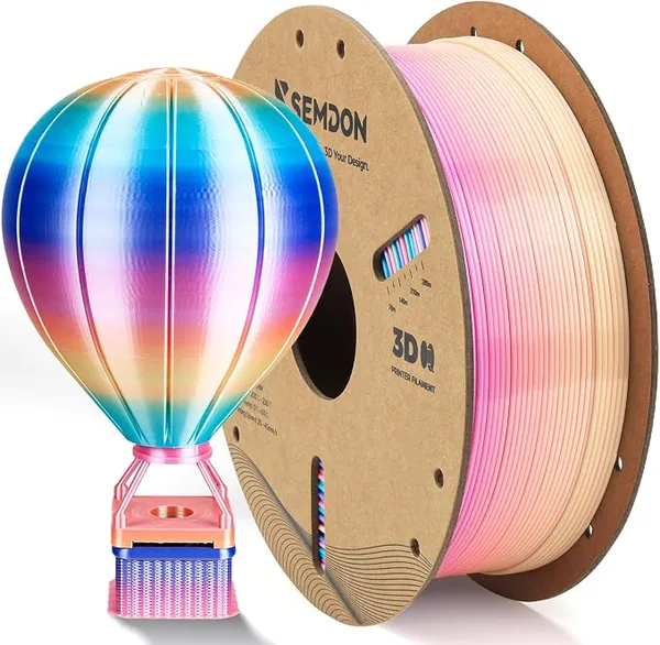 Semdon PLA Filament, 3D Printer Filament High Speed PLA Sweet Cream Rainbow Color, Shiny Silk PLA Filament Dimensional Accuracy +/-, 1kg Spool Fits for Most FDM Printers