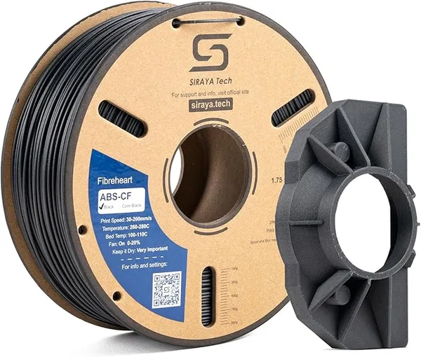 Siraya Tech Siraya Tech Fibreheart ABS-CF 3D Printer Filament - Chopped Carbon Fiber Reinforced ABS 3D Printing Material - Strong, Heat Resistant, Precise -, 1KG Black