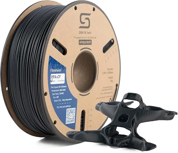 Siraya Tech Siraya Tech Fibreheart PPA-CF 3D Printing Filament: Industrial-Grade Carbon Fiber Nylon, Superior Strength & Heat Resistance - The High Performance PAHT-CF (1kg, Black)