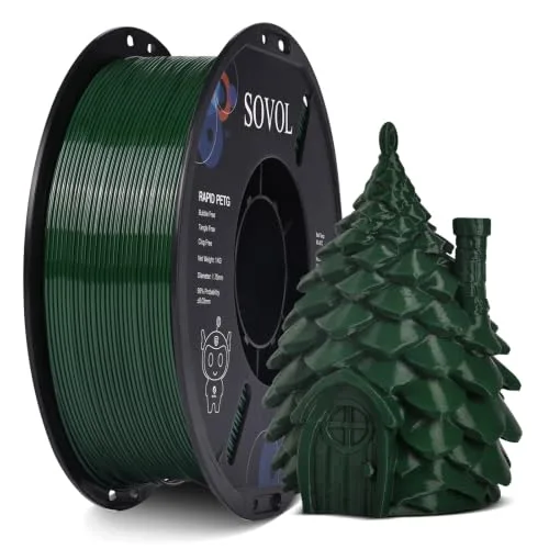 Sovol Sovol 3D Printer Rapid PETG Filament 1KG (2.2lbs), High Precision, Strong Toughness, Wiring Tightness, Dimensional Accuracy +/-, 3D Printing High Speed PETG Filaments, Olive Green