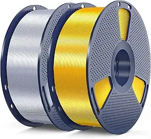 SUNLU SUNLU 3D Printer Silk Filament,Shiny Silk PLA Filament, Smooth Silky Surface, Great Easy to Print for 3D Printers, Dimensional Accuracy +/-, Silk Light Gold + Silk Silver 2KG