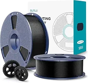 SUNLU SUNLU PLA+2.0 3D Printer Filament 2KG, Upgrade PLA+ Filament, Tougher and Stronger, Dimensional Accuracy +/-, 1KG per Spool, 2 Pack, 2KG Total, Black+Black