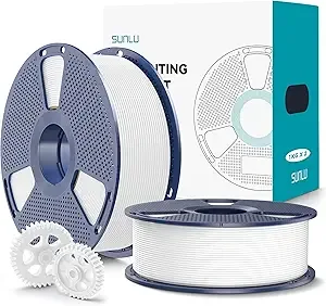 SUNLU SUNLU PLA+2.0 3D Printer Filament 2KG, Upgrade PLA+ Filament, Tougher and Stronger, Dimensional Accuracy +/-, 1KG per Spool, 2 Pack, 2KG Total, White+White