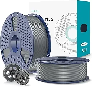 SUNLU SUNLU PLA+2.0 3D Printer Filament 2KG, Upgrade PLA+ Filament, Tougher and Stronger, Dimensional Accuracy +/-, 1KG per Spool, 2 Pack, 2KG Total, Grey+Grey