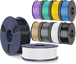 SUNLU SUNLU PLA+2.0 3D Printer Filament Black+White 2KG and SUNLU 3D Printer Filament, Neatly Wound 250G Spool PLA Filament Bundle 8 Rolls