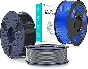 SUNLU SUNLU PLA+2.0 3D Printer Filament Black+Grey 2KG and SUNLU PLA Meta Filament Blue 1KG